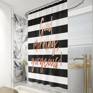 Rideaux De Douche Good Morning Gorgeous Rose Gold Stripe