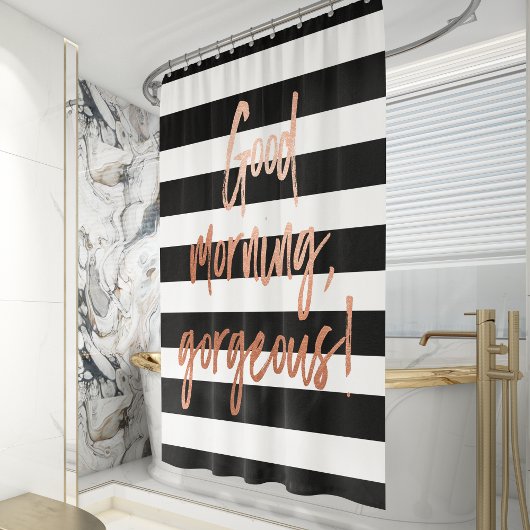 Rideaux De Douche Good Morning Gorgeous Rose Gold Stripe