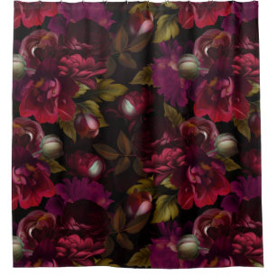 Rideaux De Douche goth baroque bordeaux moody jardin fleuri