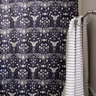 Rideaux De Douche Goth d'Halloween bleu foncé de sorcière lunaire