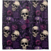 Rideaux De Douche Gothique Rose crâne pourpre (Devant)