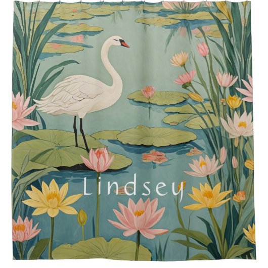 Rideaux De Douche Grace de Serenity : Lily Pond Swan (Devant)