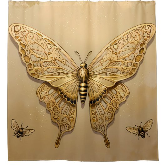 Rideaux De Douche Grace d'or : Le Papillon Enchantant (Devant)