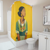 Rideaux De Douche Grace en vert et or (En situation)