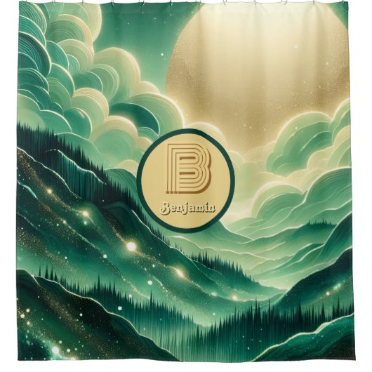 Rideaux De Douche Gradient Emerald Kelly Parties scintillant verte M (Devant)