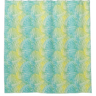 Rideaux De Douche Gradient jaune et bleu vintage floral