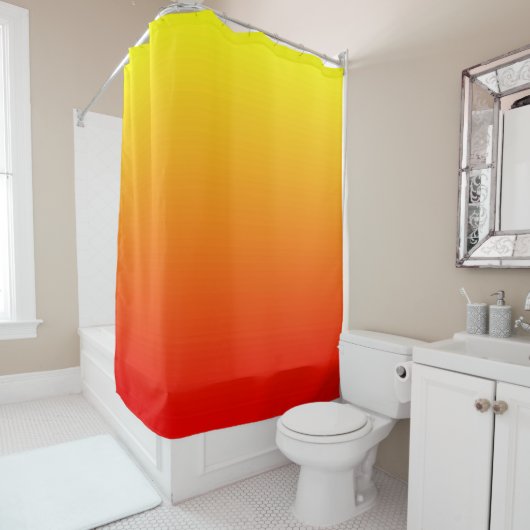 Rideaux De Douche Gradient rouge, orange et jaune watercolor (En situation)