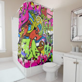 Rideaux De Douche Graffiti Art : Hip-Hop Style Arrière - plan (En situation)
