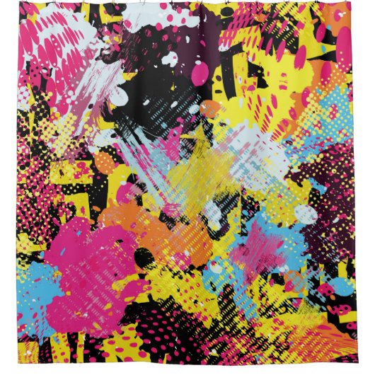 Rideaux De Douche Graffiti bright psychedelic seamless pattern (Devant)