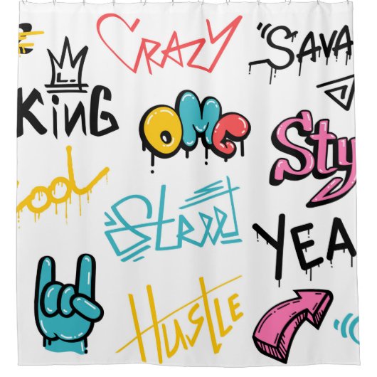 Rideaux De Douche graffiti de rue Abstrait lettrage éléments avec g (Devant)