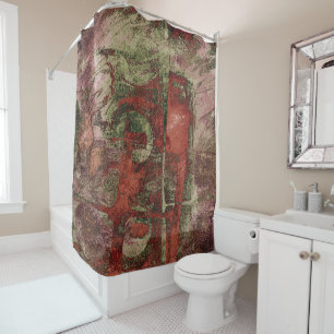 Rideaux De Douche Graffiti peint Grunge Automne Rouge Vert rouille
