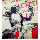 Rideaux De Douche Graffiti rouge et blanc défraîchi avec crayon afri (Devant)