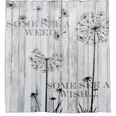 Rideaux De Douche Graines de pissenlit, barrière en bois blanche (Devant)