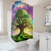 Rideaux De Douche Grand Arbre Vert (En situation)