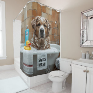 Rideaux De Douche Grand Bouvier Suisse Berçant Endormi Mignon Drôle