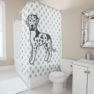 Rideaux De Douche Grand Danois Arlequin Chien de Dessin Animé Mignon