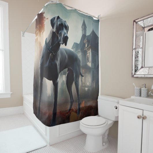 Rideaux De Douche Grand Danois Halloween Épouvantable (En situation)