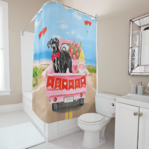 Rideaux De Douche Grand Danois Jour de la Saint-Valentin Camion