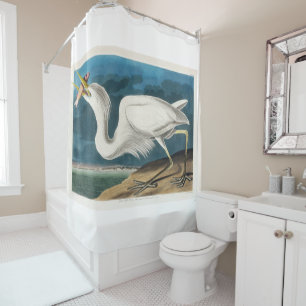 Rideaux De Douche Grand héron blanc, 1835, Les oiseaux d'Amérique