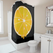 Rideaux De Douche GRAND jaune citron imprimé coupe douche (En situation)