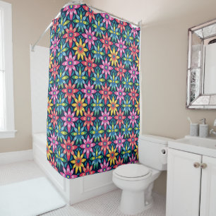 Rideaux De Douche Grand motif floral vintage années 60