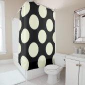 Rideaux De Douche Grand pois blanc noir moderne (En situation)