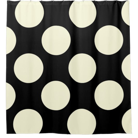 Rideaux De Douche Grand pois blanc noir moderne (Devant)