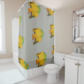 Rideaux De Douche grand poisson jaune tropical (En situation)