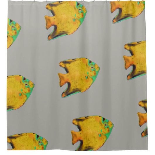 Rideaux De Douche grand poisson jaune tropical (Devant)