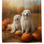 Rideaux De Douche Grand Pyrénées Chiot automne délice Citrouille (Devant)