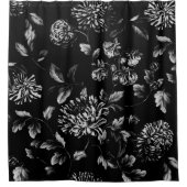Rideaux De Douche Grand Toile floral moderne noir et blanc (Devant)