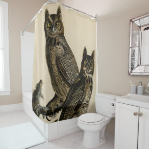 Rideaux De Douche Grande Chouette à la corne des oiseaux d'Amérique
