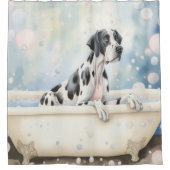 Rideaux De Douche Grande Danse Dans La Baignoire Aquarelle Chien Art (Devant)