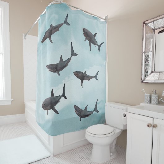 Rideaux De Douche Grande mer de requin blanc (En situation)