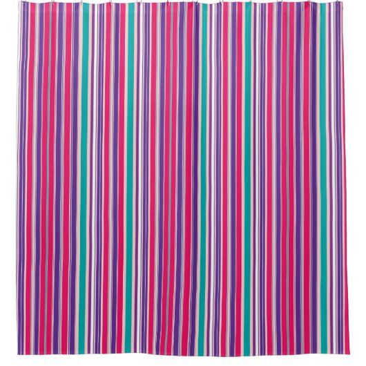 Rideaux De Douche Grandes bandes verticales violettes, roses et turq (Devant)