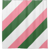 Rideaux De Douche Grandes lignes rose, blanc et vert (Devant)