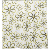 Rideaux De Douche Grandes marguerites jaunes blanches aigris (Devant)