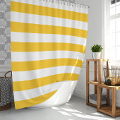 Rideaux De Douche Grandes rayures blanches et jaunes ensoleillées