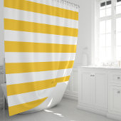 Rideaux De Douche Grandes rayures blanches et jaunes ensoleillées