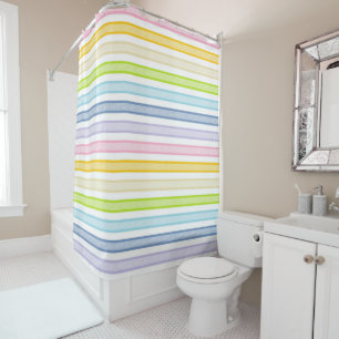 Rideaux De Douche Grandes Têtes Pastel Arc-en-ciel