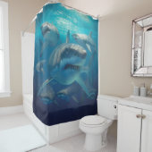 Rideaux De Douche Grands requins blancs (En situation)