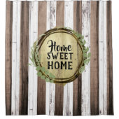 Rideaux De Douche Grange en bois Brown et blanc rustique (Devant)