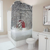 Rideaux De Douche Grange rouge dans la neige (2011) (En situation)