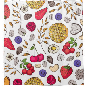 Rideaux De Douche Granola, muesli seamless pattern. Oat flakes hand