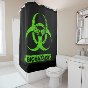 Rideaux De Douche Graphique Bio-Risques Biologiques Lime Neon Green