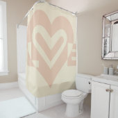 Rideaux De Douche Graphique d'amour mignon en beige (En situation)