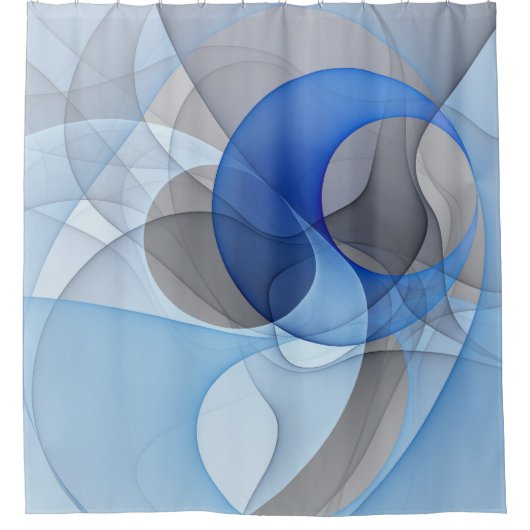 Rideaux De Douche Graphique d'art fractal gris bleu Abstrait moderne (Devant)