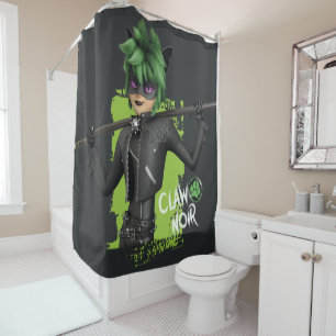 Rideaux De Douche Graphique de caractère noir de la bande de rebond
