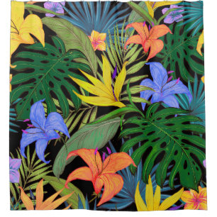Rideaux De Douche Graphique de fleur d'Aloha de Hawaii tropical