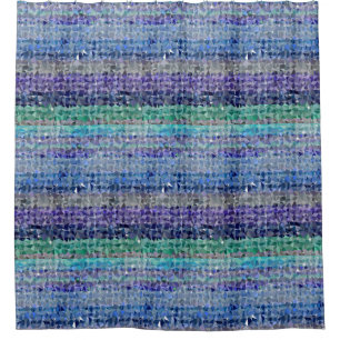 Rideaux De Douche Graphique en bleu, turquoise, aqua et vert